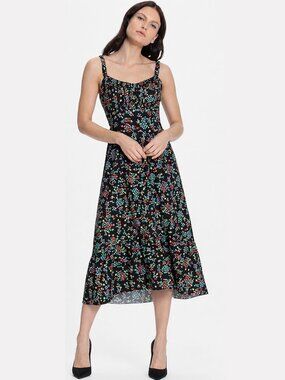 NWOT Donna Morgan Black Floral Sleeveless Midi Dress Size 6